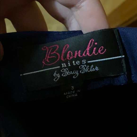 Navy Gradient Backless Floor Length Prom Dress - Picture 6 of 6